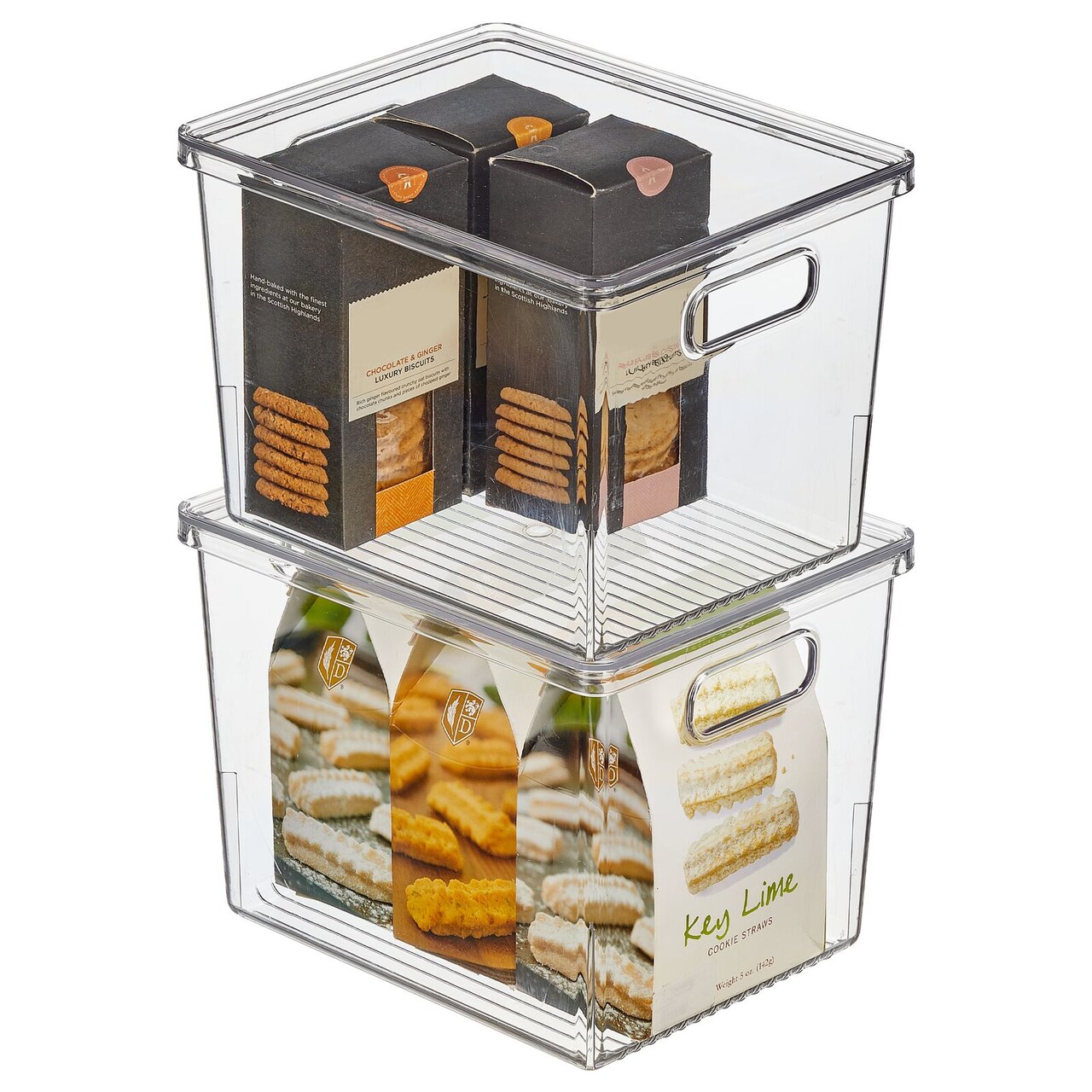 mDesign Plastic Storage Bin Box Container, Lid and Handles, 2 Pack